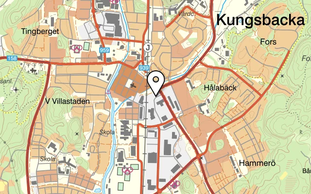 Karta som visar Marios Pizzeria på Lantmannagatan 3, 434 42 Kungsbacka