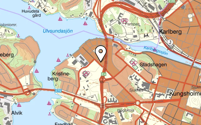 Karta som visar Pong på Lindhagensgatan 118, 112 51 Stockholm