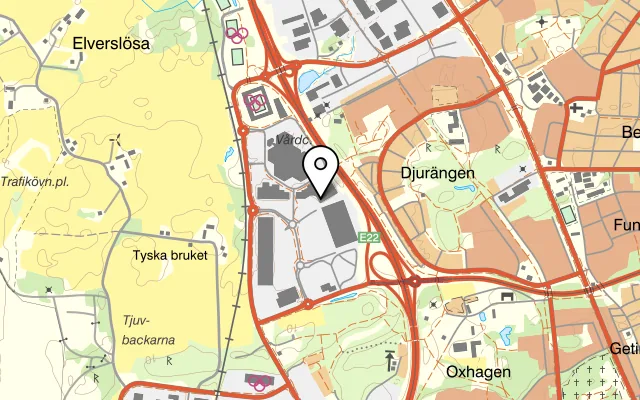 Karta som visar En Trappa Upp Mat & Café på Bilbyggarvägen 8, 393 56 Kalmar