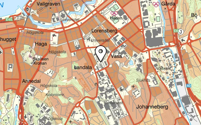 Karta som visar Hvitfeldtska/IHGR Bamba på Repslagaregatan 7, 413 18 Göteborg