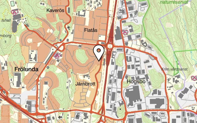 Karta som visar Restaurang Gigi på Radiotorget 1, 421 33 Västra Frölunda