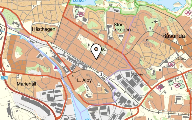Karta som visar Bahlina på Stationsgatan 6A, Nybergs Torg 4-6, 172 68 Sundbyberg