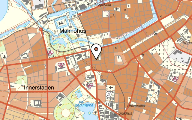 Karta som visar Riket på Erik Dahlbergsgatan 5, 211 48 Malmö