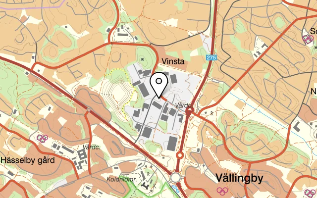 Karta som visar Ruccola Pizza Deli Pasta Vinsta på Krossgatan 40-42, 162 50 Vällingby
