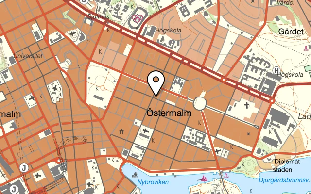 Karta som visar Copine på Kommendörsgatan 23, 114 48 Stockholm