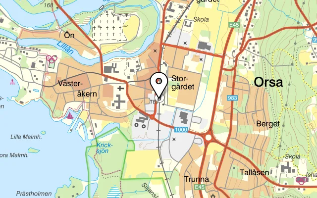 Karta som visar Orsa Station Bed & Breakfast på Järnvägsgatan 4, 794 30 Orsa