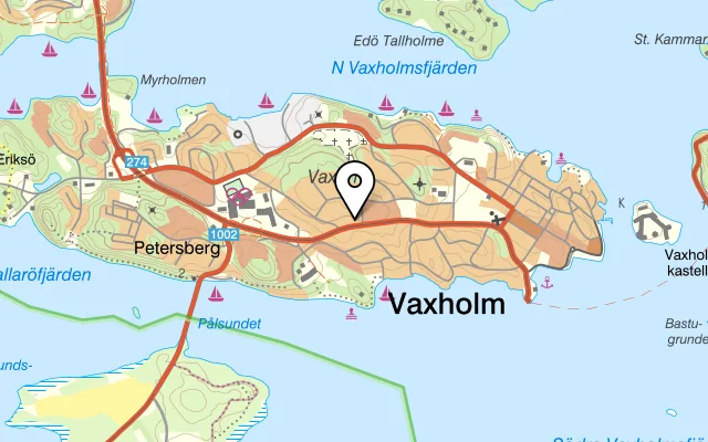 Karta som visar Vaxholms Pizzeria på Kungsgatan 30, 185 34 Vaxholm
