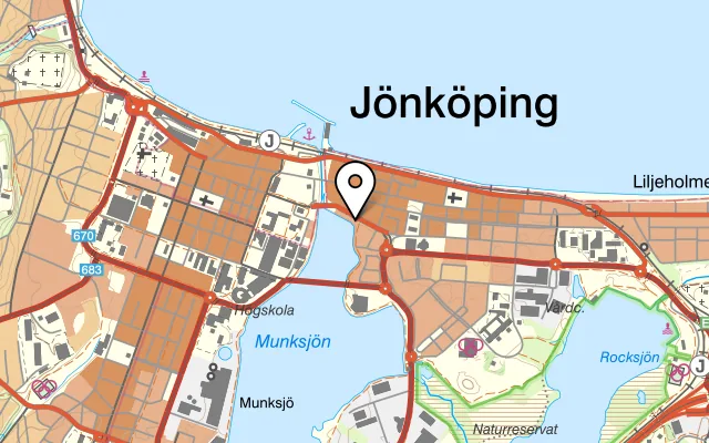Karta som visar La Vue på Södra Strandgatan 12, 553 20 Jönköping