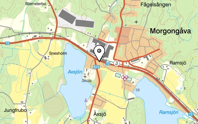 Karta som visar MY Kök och Bar på Axsjövägen 1, 744 51 Morgongåva