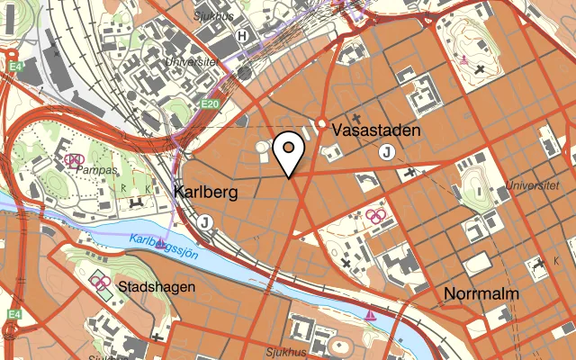 Karta som visar Systrarna Andersson på Karlbergsvägen 45, 113 37 Stockholm