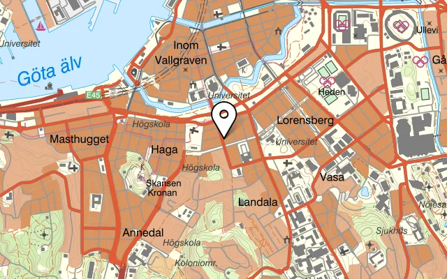 Karta som visar Kock & Vin på Viktoriagatan 12, 411 25 Göteborg