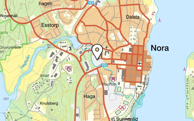 Karta som visar Björk Kafé & Skafferi AB på Prästgatan 25, 713 31 Nora