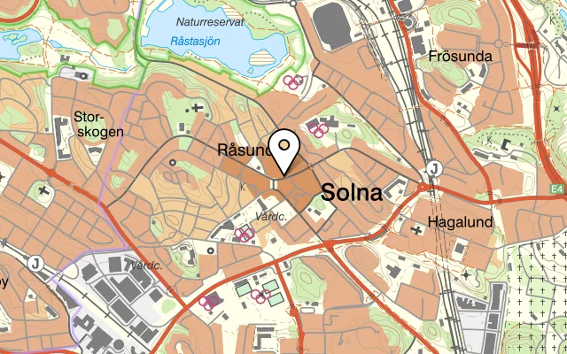 Karta som visar Texas Longhorn på Råsundavägen 112, 169 50 Solna