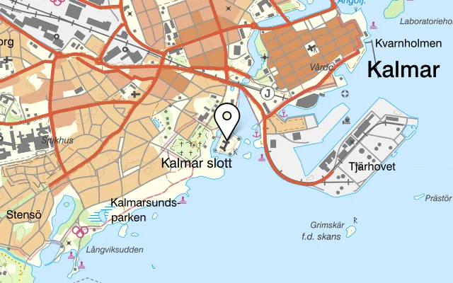 Karta som visar Slottsrestaurangen Kalmar på Kungsgatan 1, 392 33 Kalmar