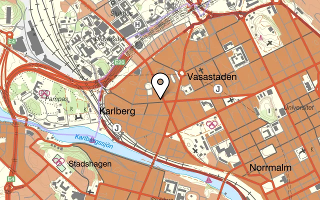 Karta som visar Bastard Burgers på Karlbergsvägen 52, 113 37 Stockholm