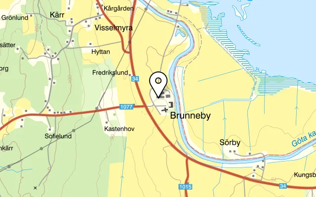 Karta som visar Restaurang Bettina på BRUNNEBY GÅRD 304, 591 77 Borensberg