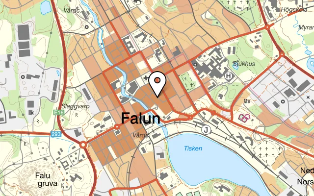 Karta som visar Bastard Burgers på Åsgatan 25, 791 71 Falun