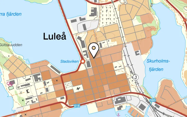 Karta som visar Pastabacken på Magasinsgatan 5, 972 41 Luleå