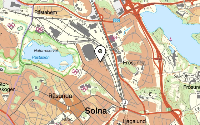 Karta som visar Restaurang Drama på Stjärnvägen 2, 169 79 Solna