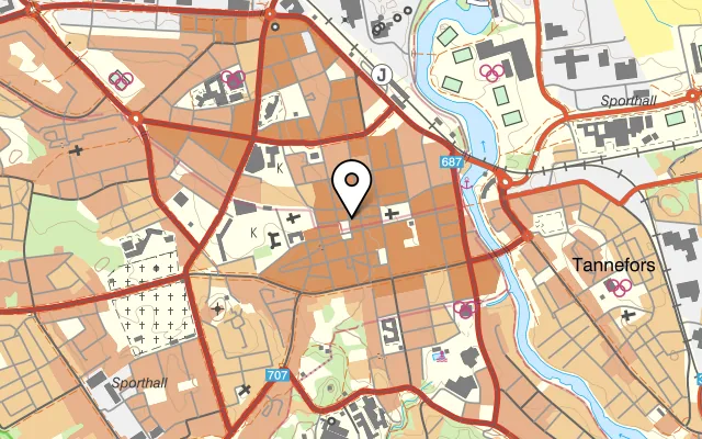Karta som visar Hörnan Bar & Käk på Hantverkaregatan 3, 582 23 Linköping