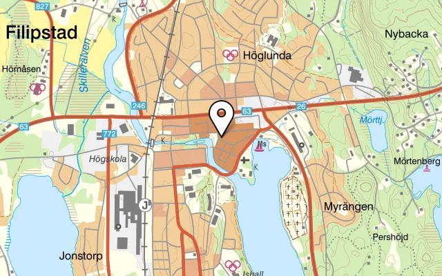 Karta som visar Café Huset på Stora Torget 4A, 682 30 Filipstad