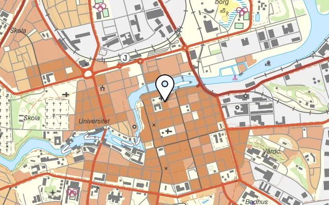 Karta som visar Stadsvakten på Nya Rådstugugatan 16, 603 42 Norrköping
