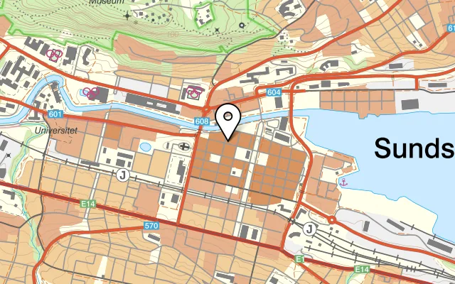 Karta som visar Café Charm på Storgatan 34, 852 30 Sundsvall