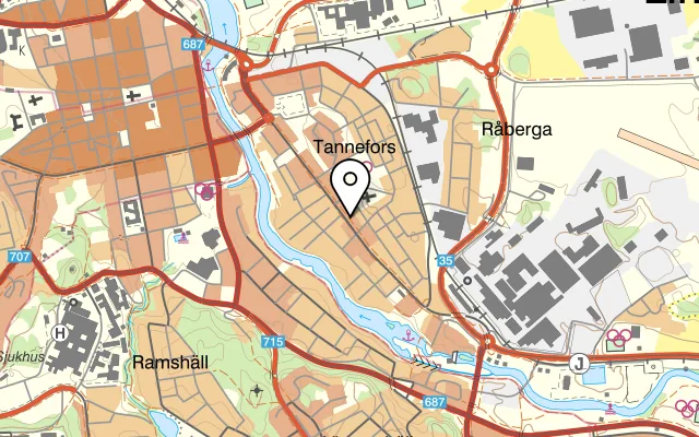 Karta som visar Ashoka Indisk Restaurang & Bar på Nya Tanneforsvägen 45, 582 42 Linköping