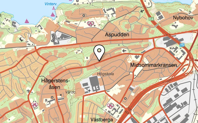 Karta som visar Furellios Ristorante på Bäckvägen 74, 126 47 Hägersten