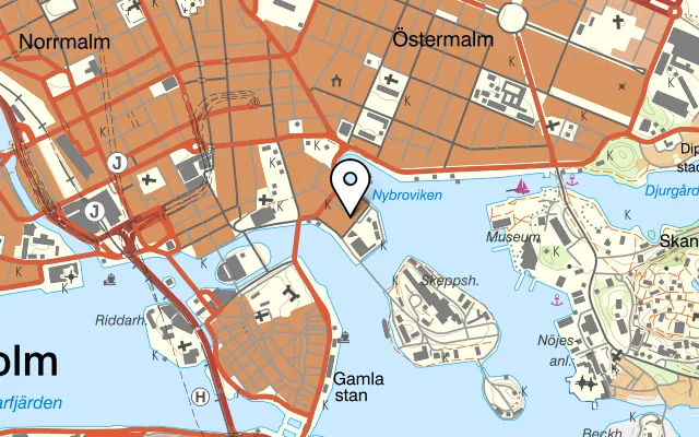 Karta som visar Bistro Créme på Blasieholmsgatan 1, 111 48 Stockholm