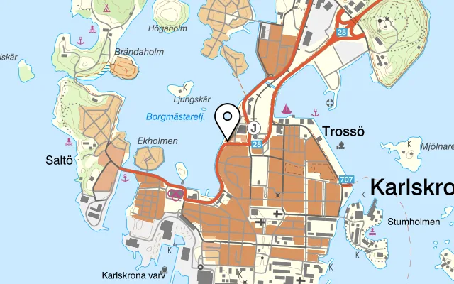 Karta som visar ANTONIO'S på Borgmästarekajen 34A, 371 34 Karlskrona