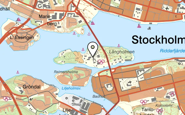 Karta som visar Långholmens Wärdshus på Alstaviksvägen 17, 117 33 Stockholm