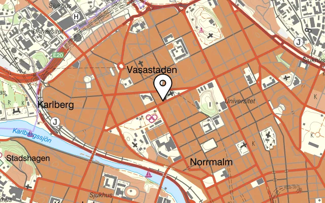 Karta som visar Kinamuren på Odengatan 70, 113 22 Stockholm