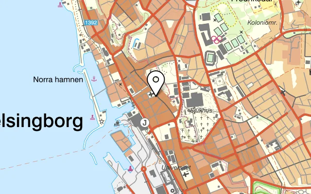 Karta som visar VED by Maria på Södra Kyrkogatan 22, 252 23 Helsingborg