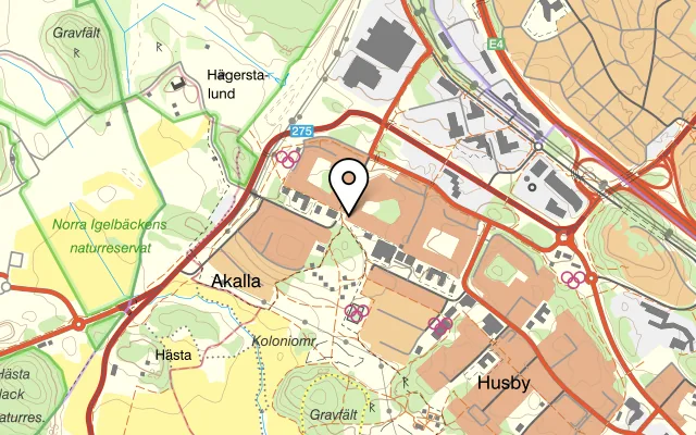 Karta som visar Pizza Torget på Sibeliusgången 28, 164 77 Kista