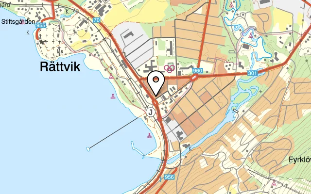 Karta som visar Fricks Konditori på Hsb-gatan 1A, 795 30 Rättvik