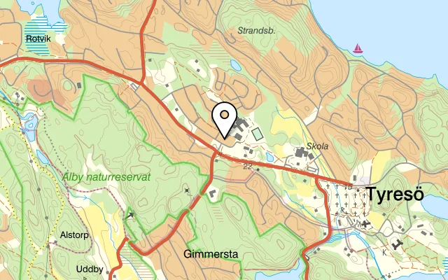 Karta som visar Primavera på Strandtorget 7, 135 63 Tyresö
