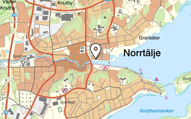 Karta som visar WineandDineNorrtälje på Ångbåtsgatan 2, 761 32 Norrtälje