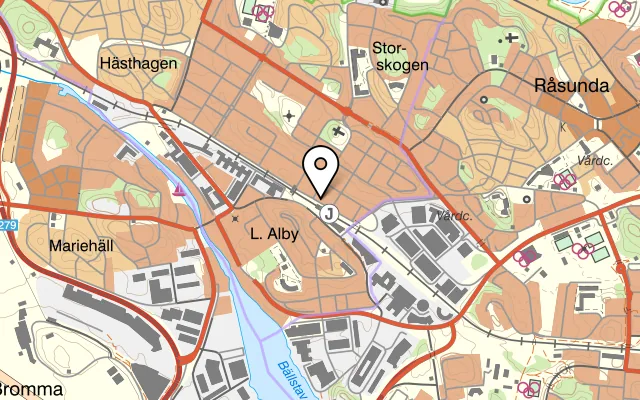 Karta som visar Eatery Grand Central Sundbyberg på Järnvägsgatan 20, 172 35 Sundbyberg