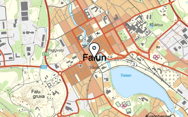 Karta som visar Restaurang Tzatsiki i Falun på Myntgatan 33, 791 62 Falun