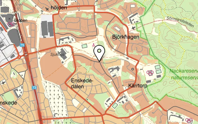 Karta som visar Nytorpet på Fyrskeppsvägen 61, 121 54 Johanneshov