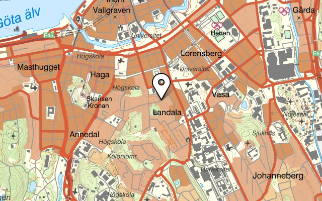 Karta som visar Krakow på Karl Gustavsgatan 28B, 411 25 Göteborg