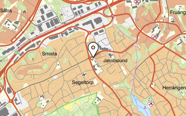 Karta som visar J & J Public Bar på Gamla Södertäljevägen 143, 141 71 Segeltorp