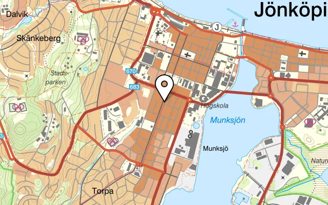 Karta som visar Kock & Bar på Klostergatan 31, 553 35 Jönköping