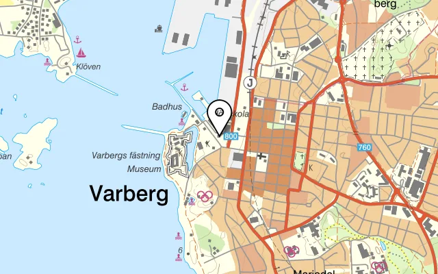 Karta som visar Hamnpaviljongen på Otto Torells gata 1, 432 44 Varberg
