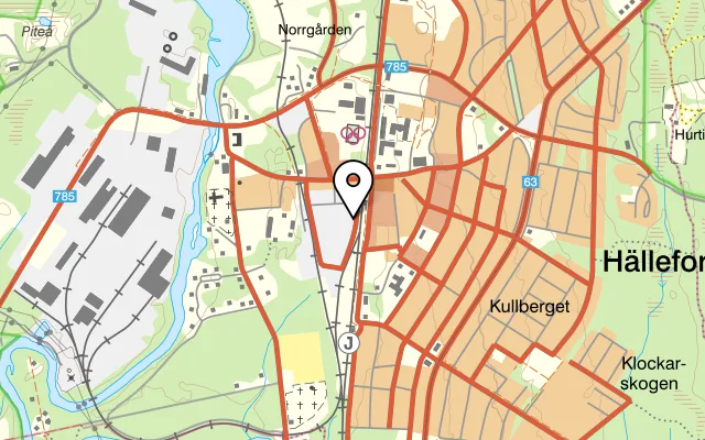 Karta som visar George’s Garage Pub & Café på Köpmannavägen 8, 712 34 Hällefors