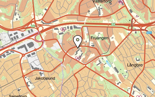 Karta som visar 66 Kvadrat på Fruängsgatan 69, 129 53 Hägersten