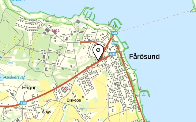 Karta som visar Sukh Indiska Restaurang på Fårövägen 28, 624 62 Fårösund