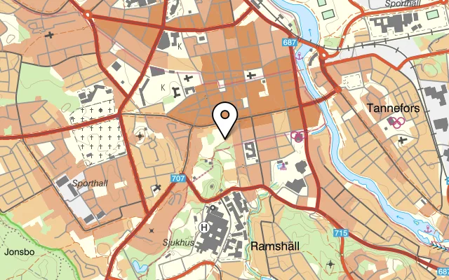 Karta som visar Tropikhuset på Linnégatan 27, 582 25 Linköping