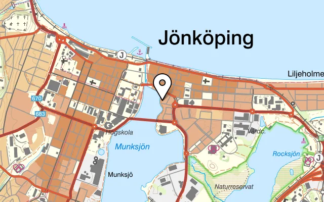 Karta som visar Bada Bing Burger på Lillsjöraden 14, 553 20 Jönköping